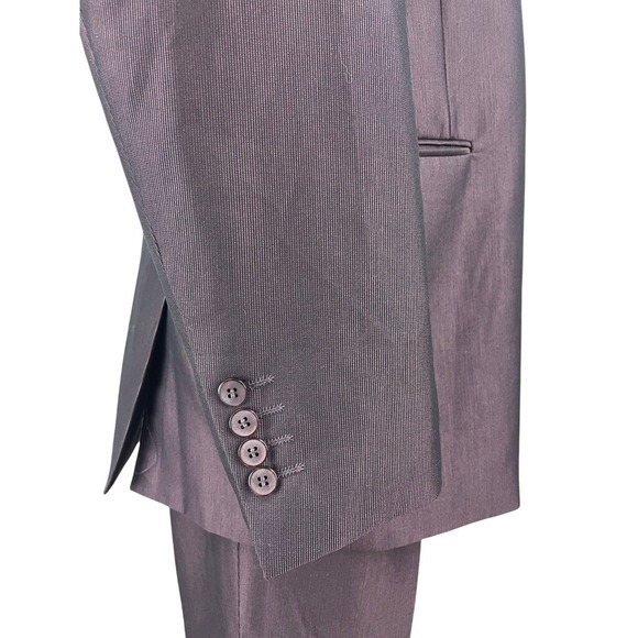 Vintage Mens Burgundy Suit (44L) FALCONE Notch Lapel Single Cuffed 80s Gangster - Picture 2 of 12